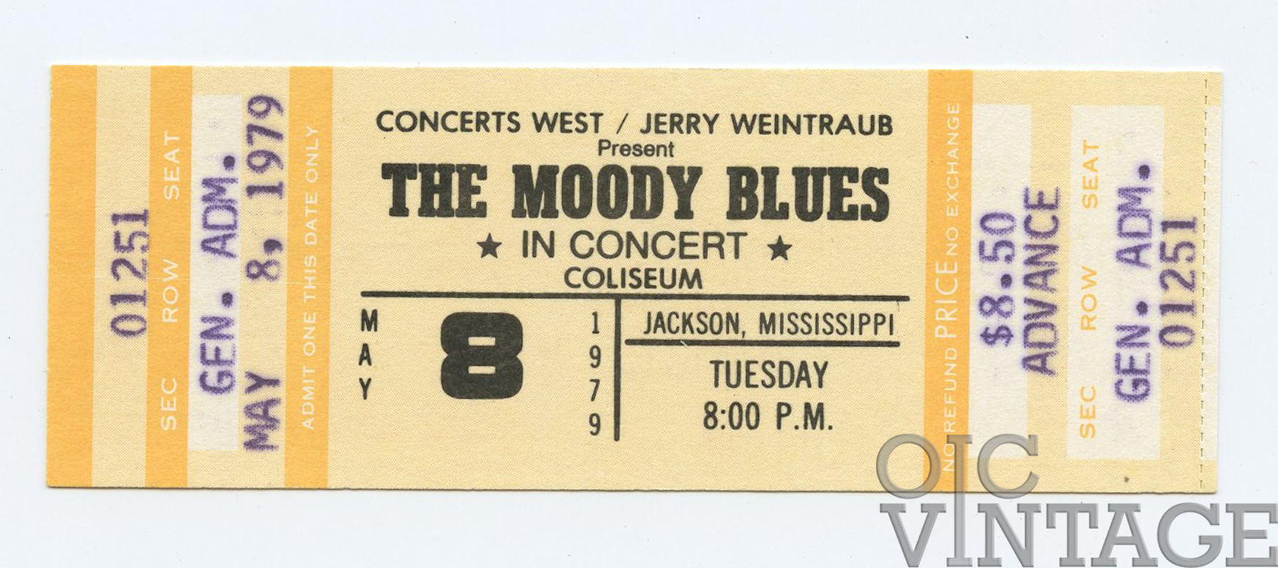 The Moody Blues Vintage Ticket 1979 May 8 Jackson MS  