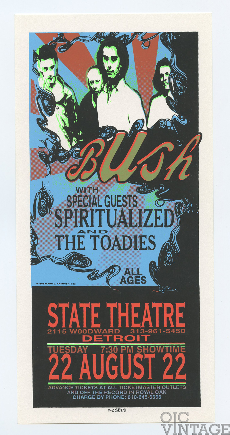 BUSH Handbill State Theatre Detroit 1995 Aug 22 Mark Arminski