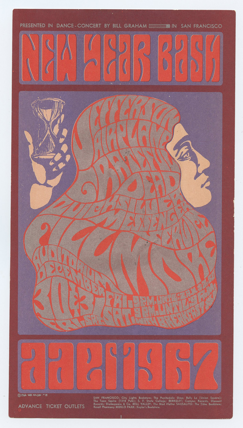 BG  37 Handbill Grateful Dead 1966 Dec 31 Very Fine