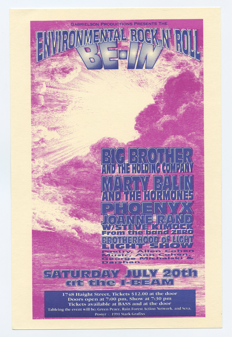 Big Brother and Holding Company Marty Ballin Handbill 1991 BE-IN 