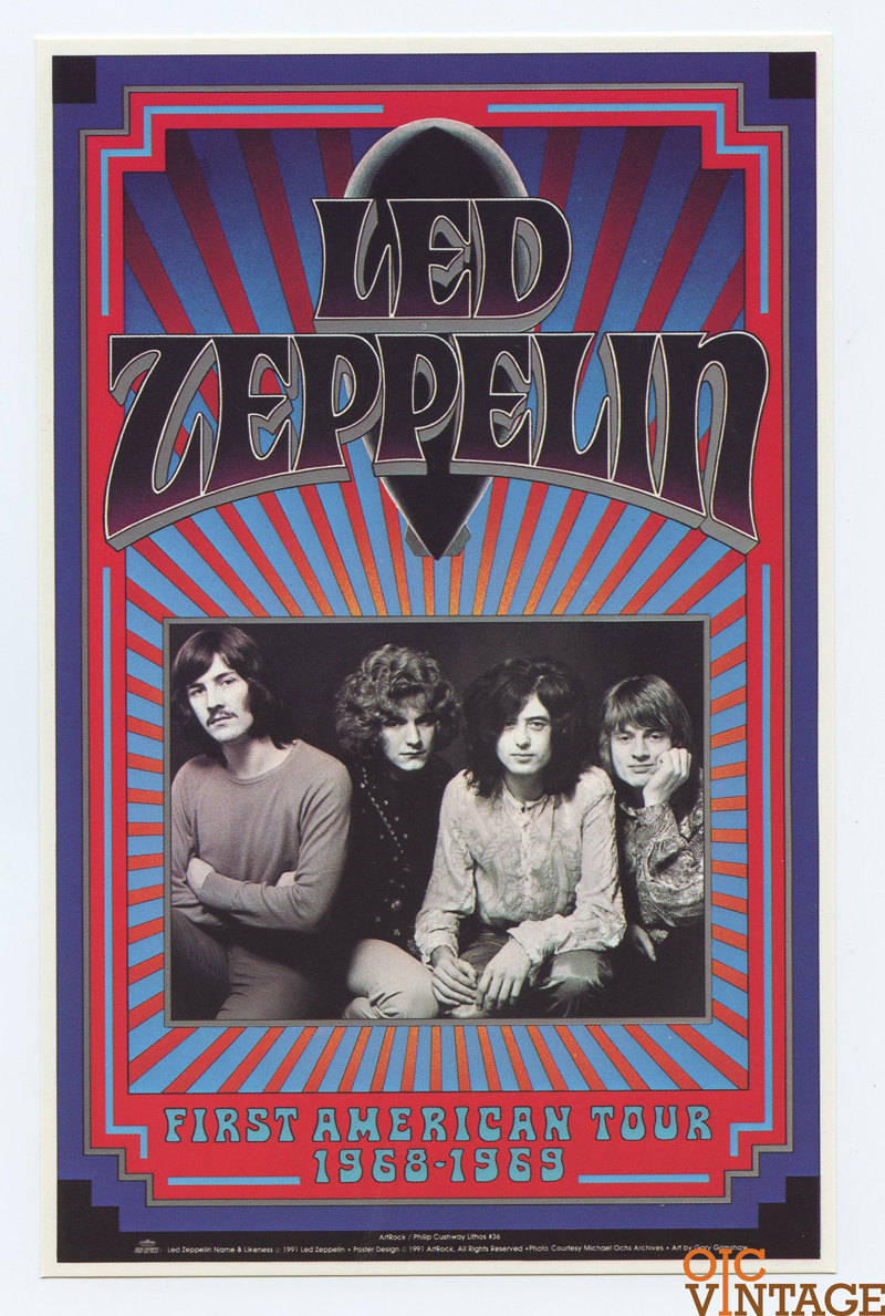 Led Zeppelin Postcard 1968 First American Tour Gary Grimshaw 2nd Printing