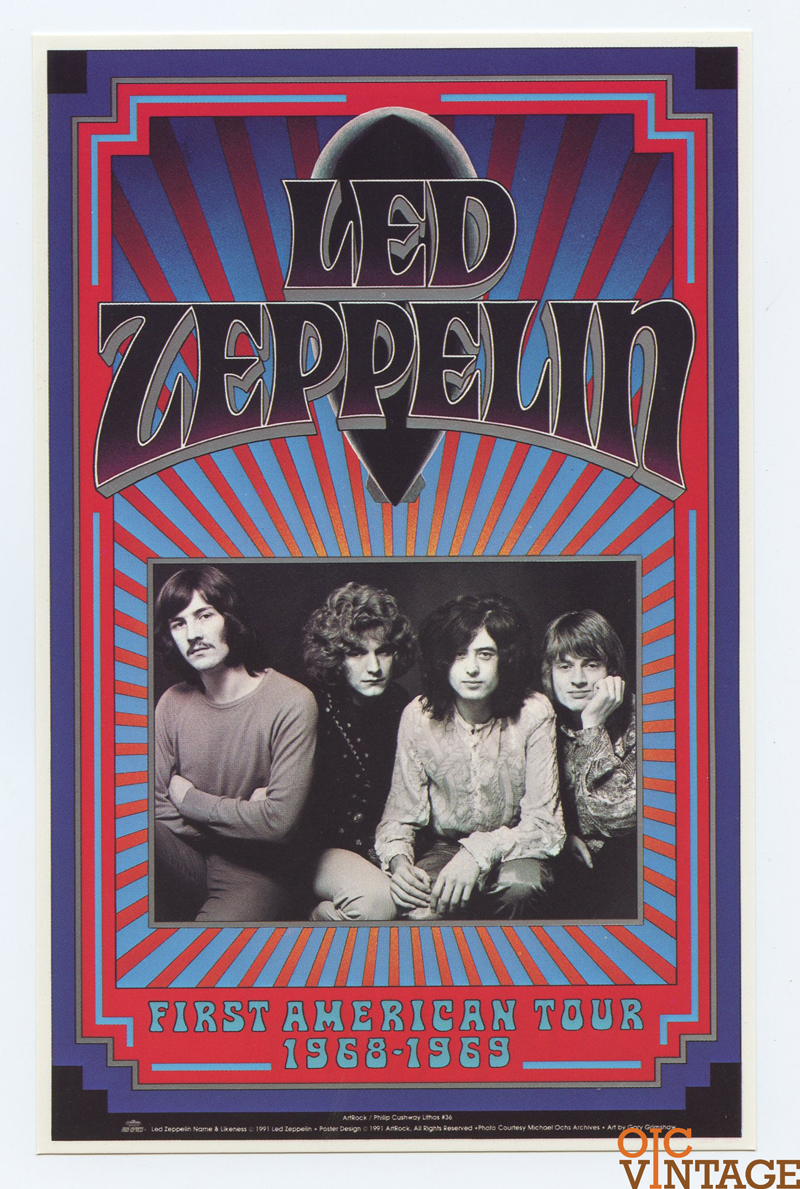 Led Zeppelin Postcard 1968 First American Tour Gary Grimshaw