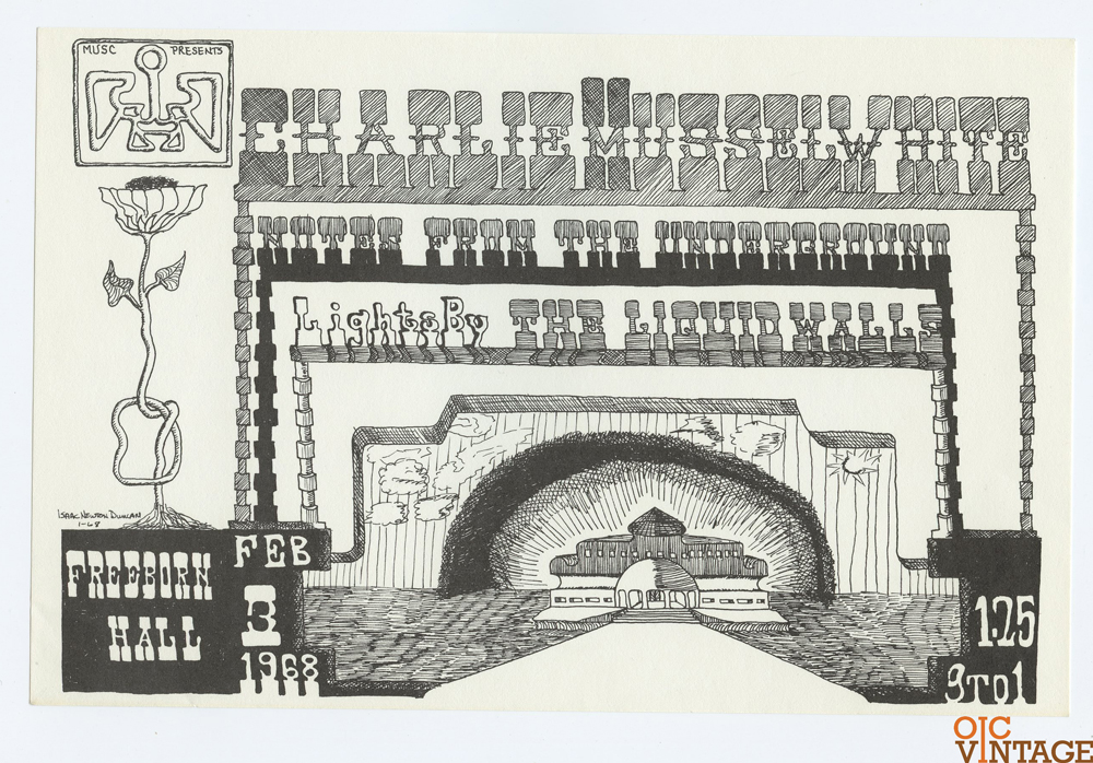 Charlie Musselwhite Notes from Undergrounds Handbill Freeborn Hall 1968 Feb 3 Isac Newton Duncan