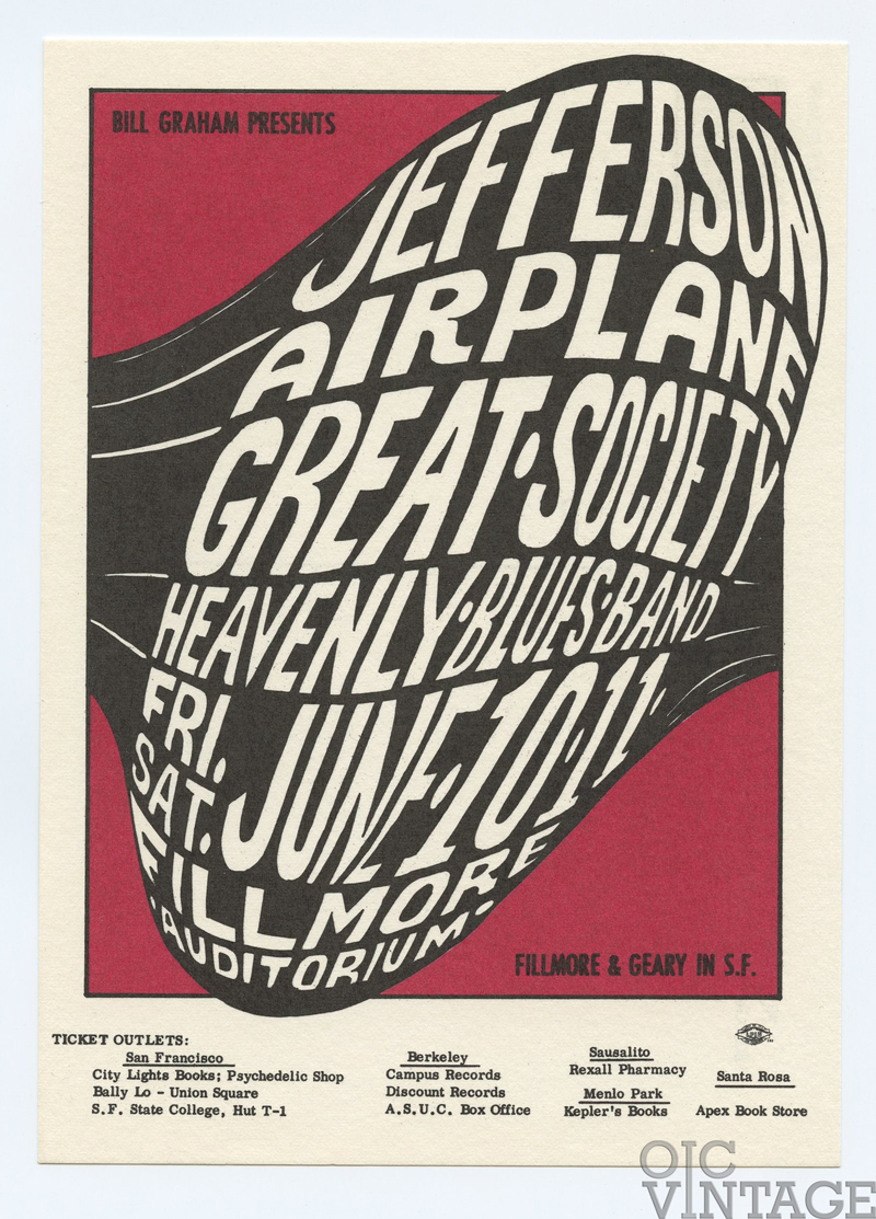 BG  10 Postcard Jefferson Airplane Great Society 1966 Jun 10
