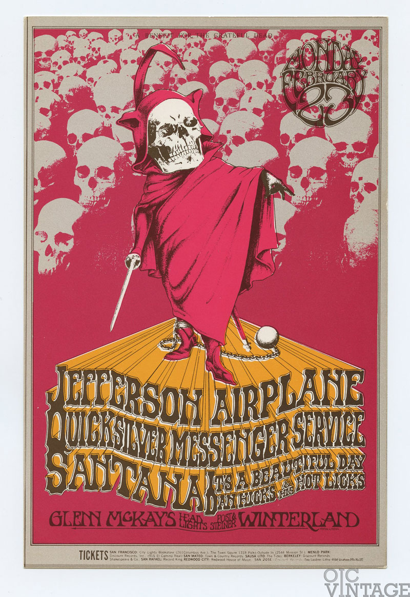 BG 222 Postcard Jefferson Airplane Santana 1970 Feb 23