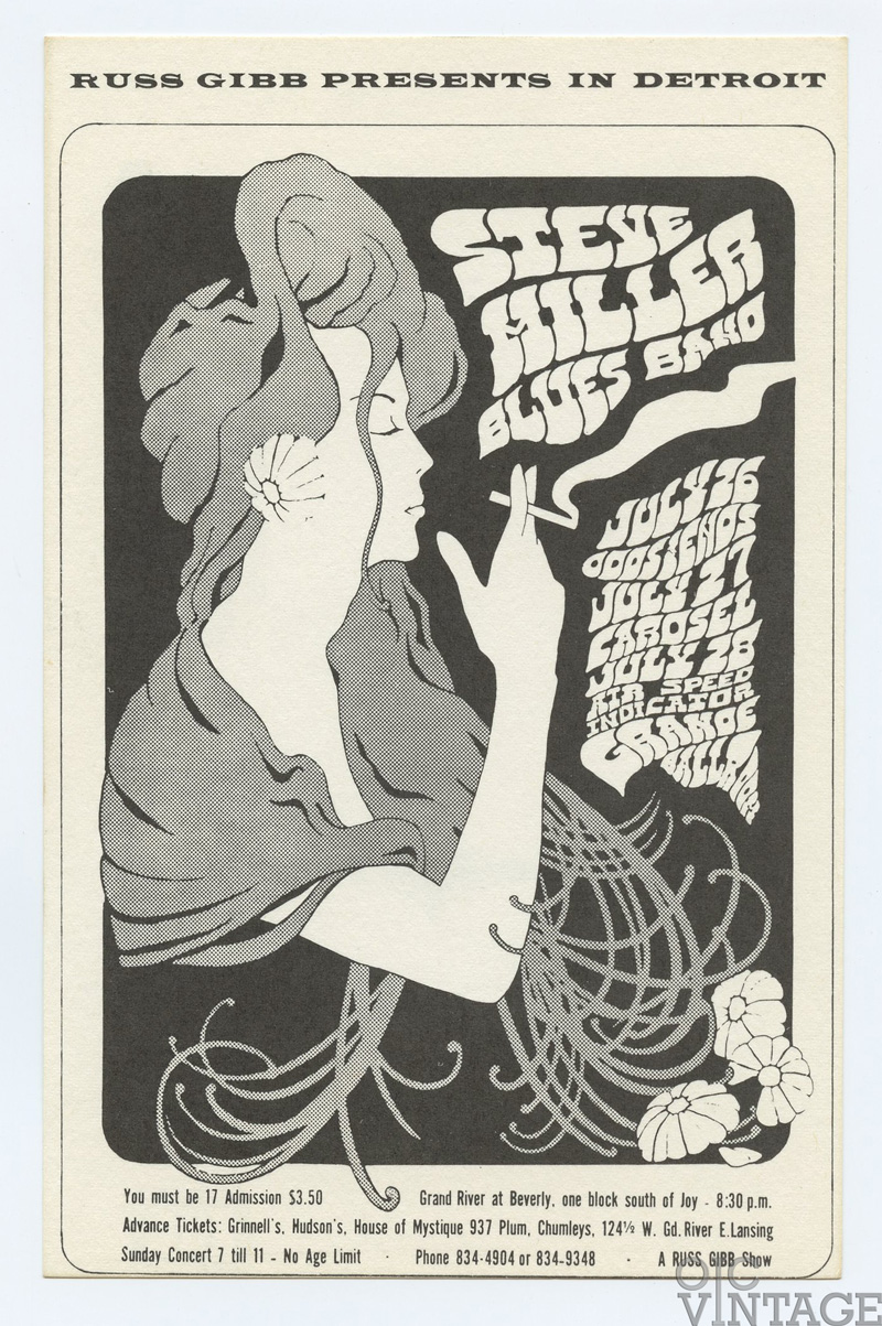 Grande Ballroom Postcard 1968 Jul 26 Steve Miller Band Odds and Ends