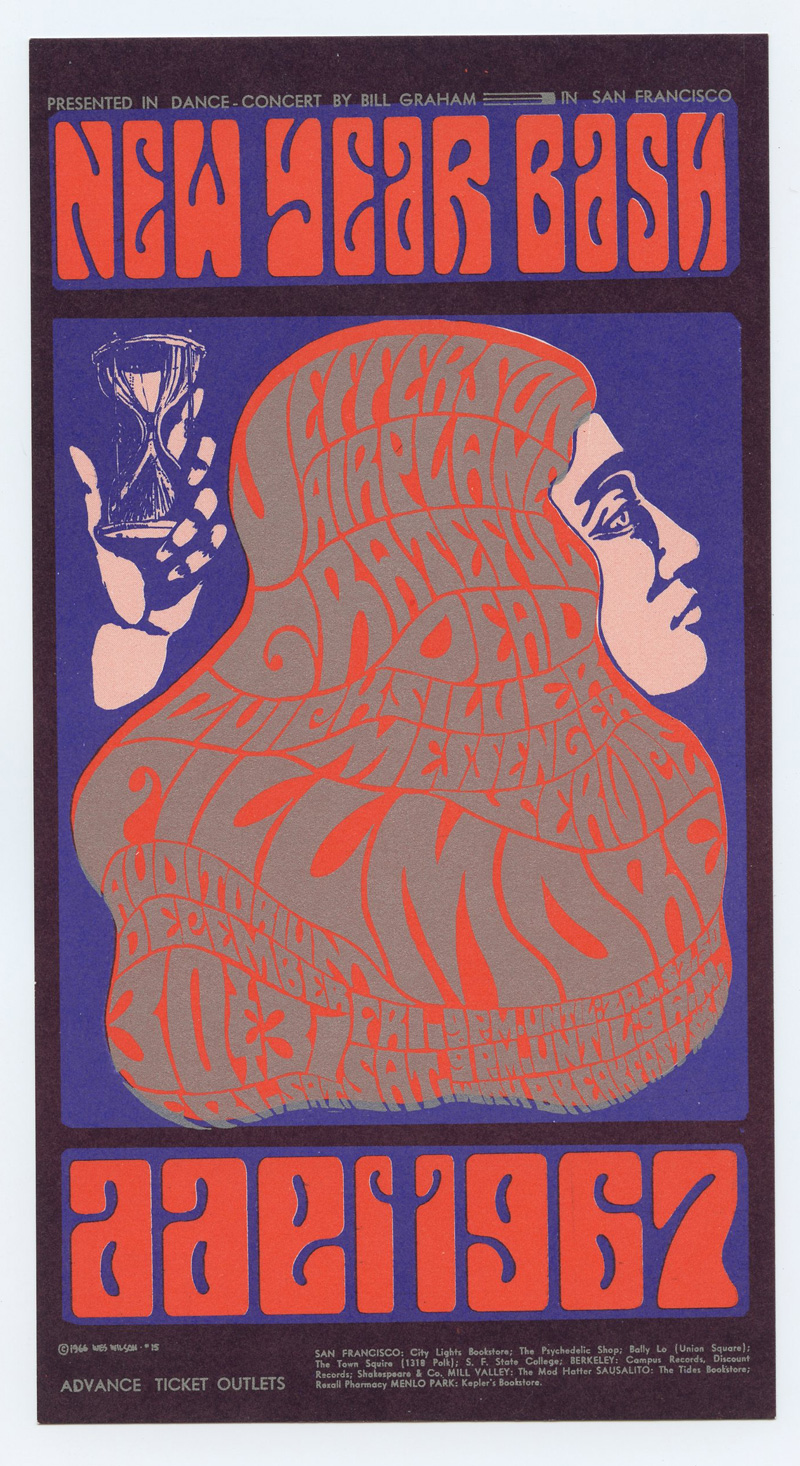 BG  37 Postcard Grateful Dead Jefferson Airplane 1966 Dec 31