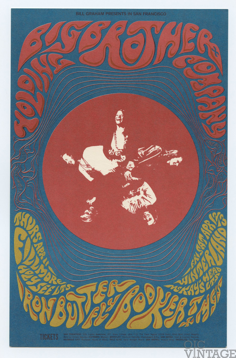 BG 115 Postcard Janis Joplin Big Brother and the Holding Company 1968 Apr 11