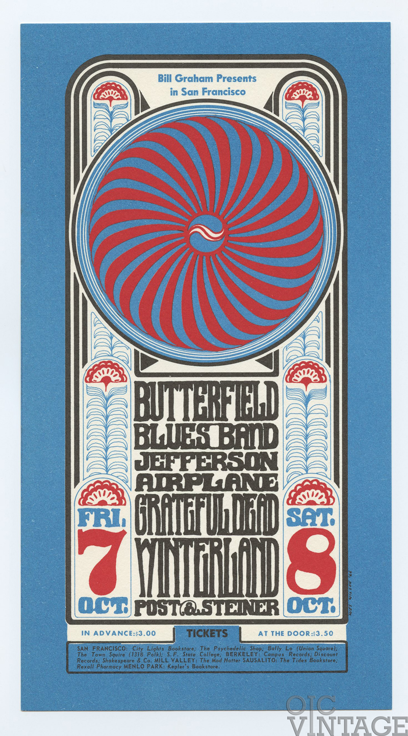 BG  30 Postcard Grateful Dead Jefferson Airplane 1966 Oct 7