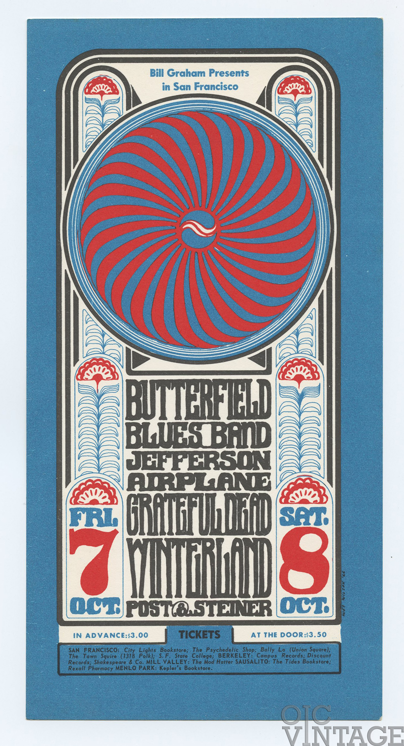 BG  30 Handbill Grateful Dead Jefferson Airplane 1966 Oct 7