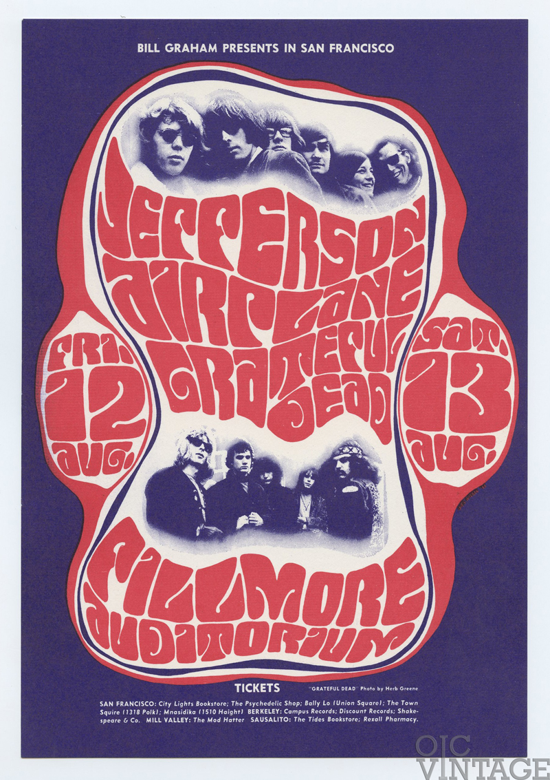 BG  23 Postcard Grateful Dead Jefferson Airplane 1966 Aug 12
