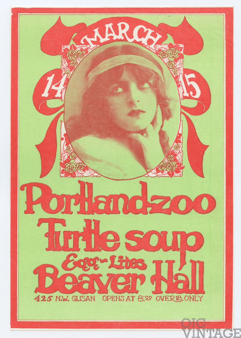 Beaver Hall Handbill Turtle Soup Portland Zoo 1969 Mar 14 Bruce Weber