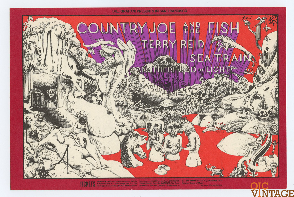 BG 149 Postcard Ad Back Country Joe Terry Reid 1968 Dec 12