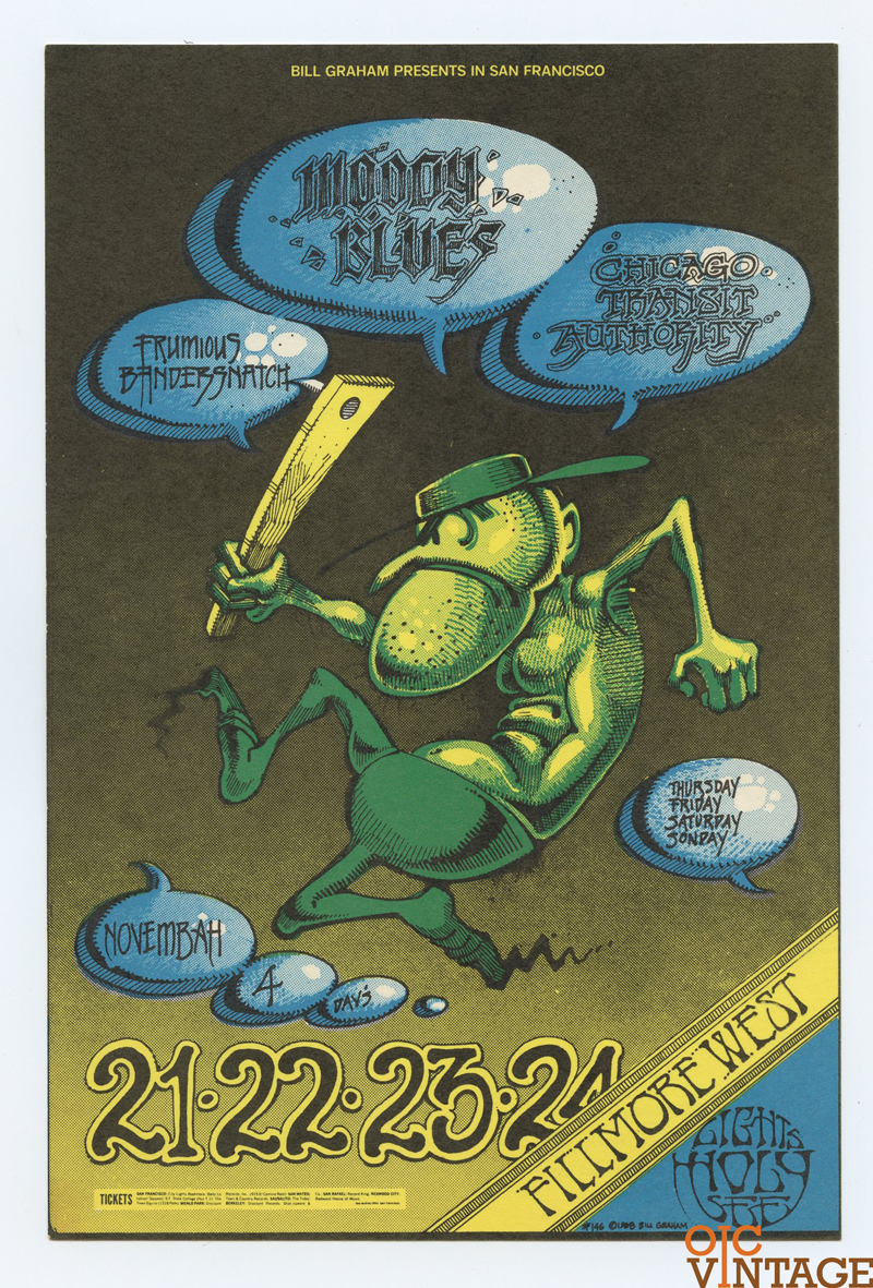 BG 146 Postcard Ad Back Moody Blues Frumious Bandsnatch 1968 Nov 21