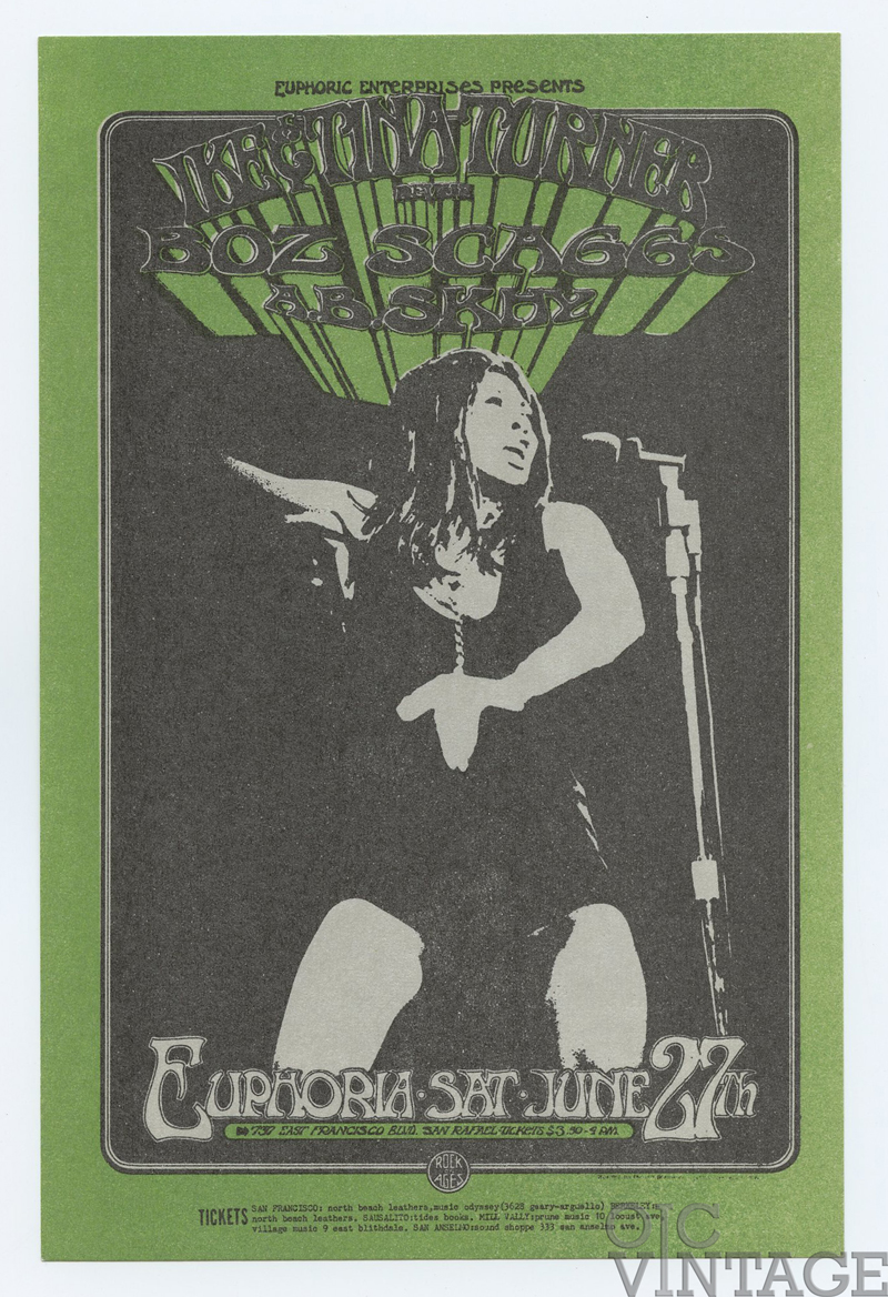 Tina Turner Handbill 1970 Jun 27 Euphoria San Rafael Rabdy Tuten