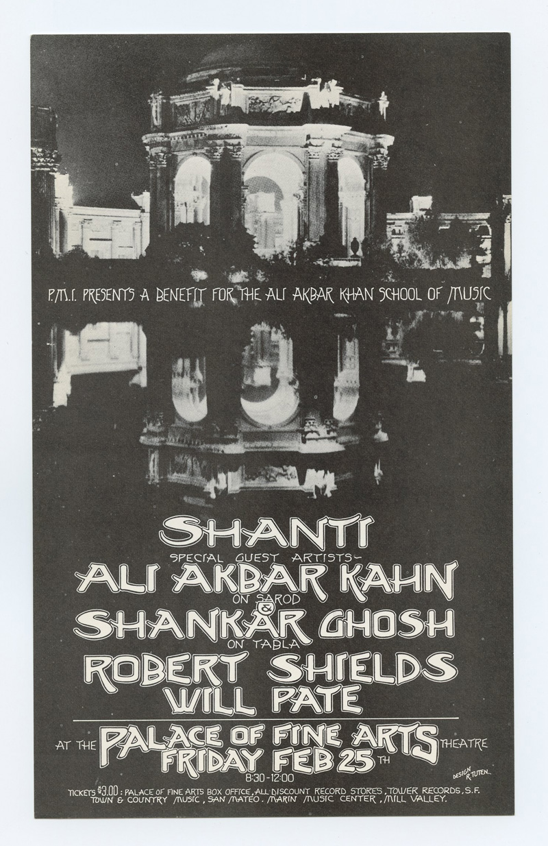 Ali Akbar Kahn Shankar Ghosh Handbill 1972 Feb 25 Palace of Fine Arts San Francisco