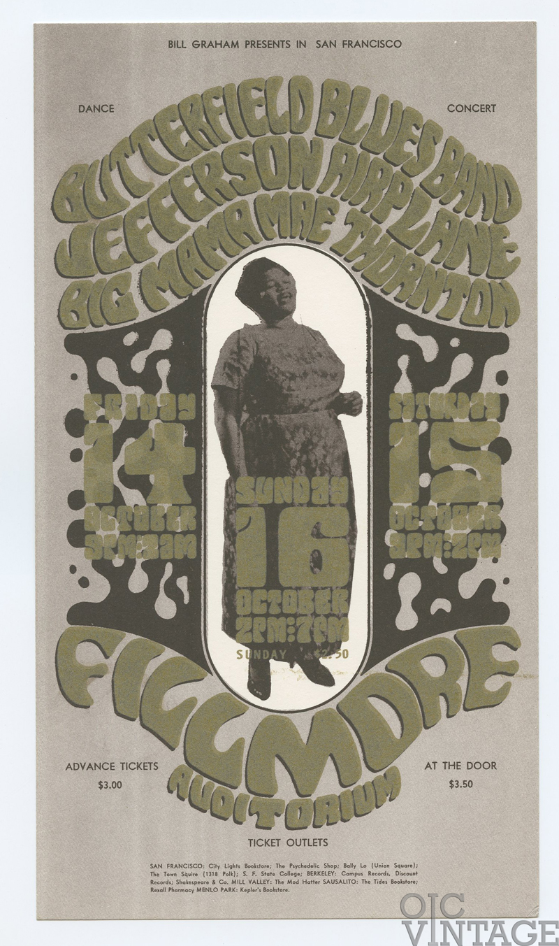 BG  31 Handbill Jefferson Airplane Big Mama Thornton 1966 Oct 14