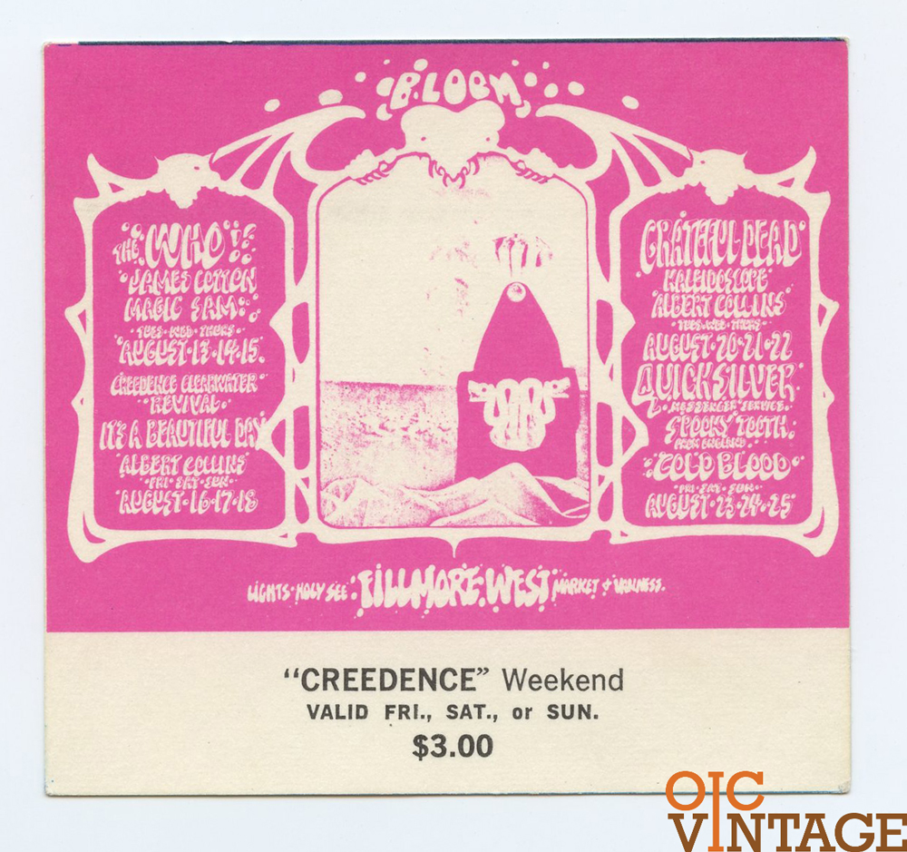 BG 133 Ticket 1968 Aug 13 Creedence Clearwater Revival