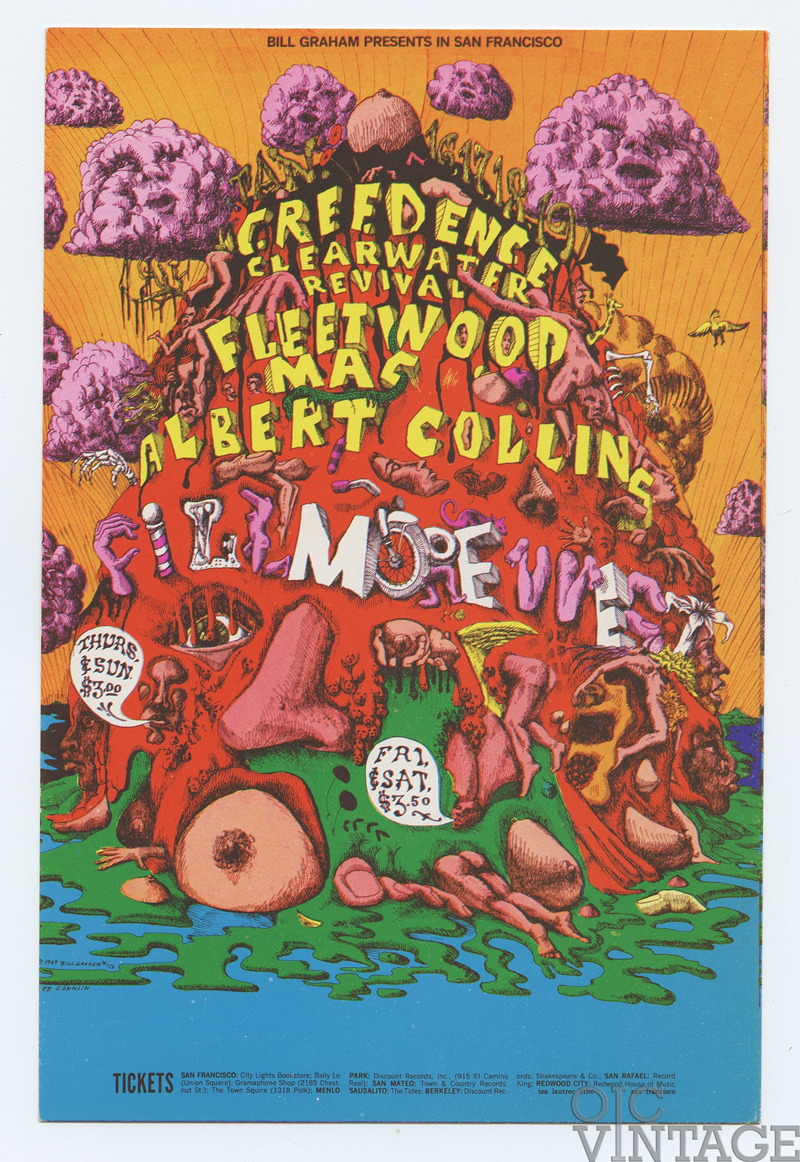 BG 156 Postcard Creedence Clearwater Revival Fleetwood Mac 1969 Jan 16