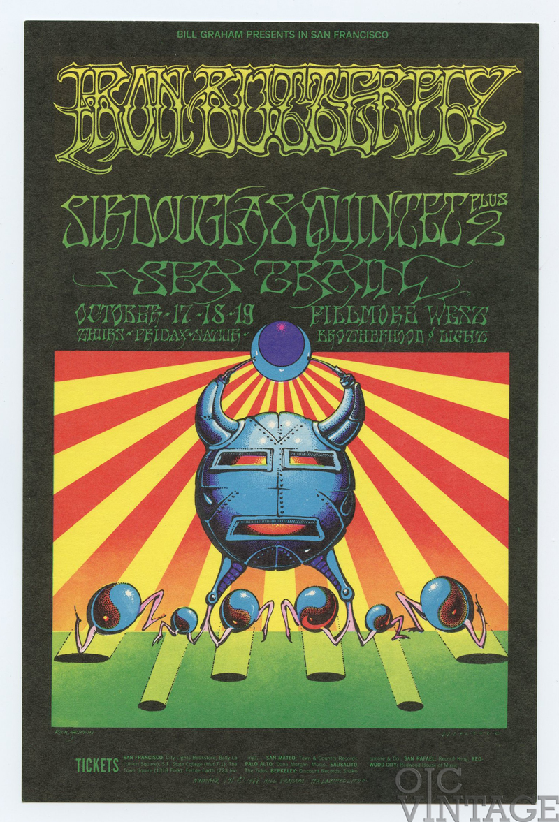 BG 141 Postcard Iron Butterfly Sir Douglas Quintet 1968 Oct 17