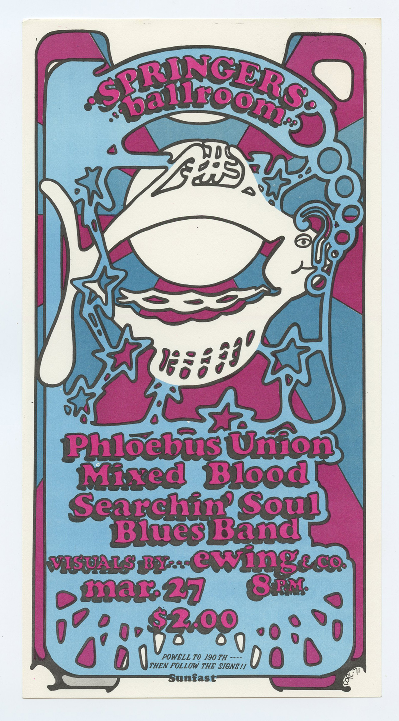 Springers Ballroom Portland Handbill 1971 Phloebus Union Mixed Blood