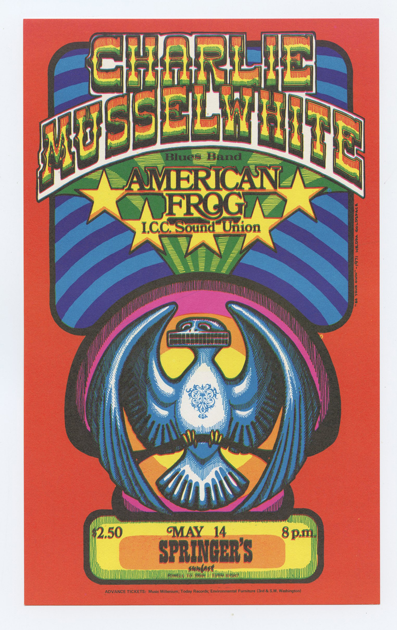 Springers Ballroom Portland Handbill 1971 Charlie Musselwhite