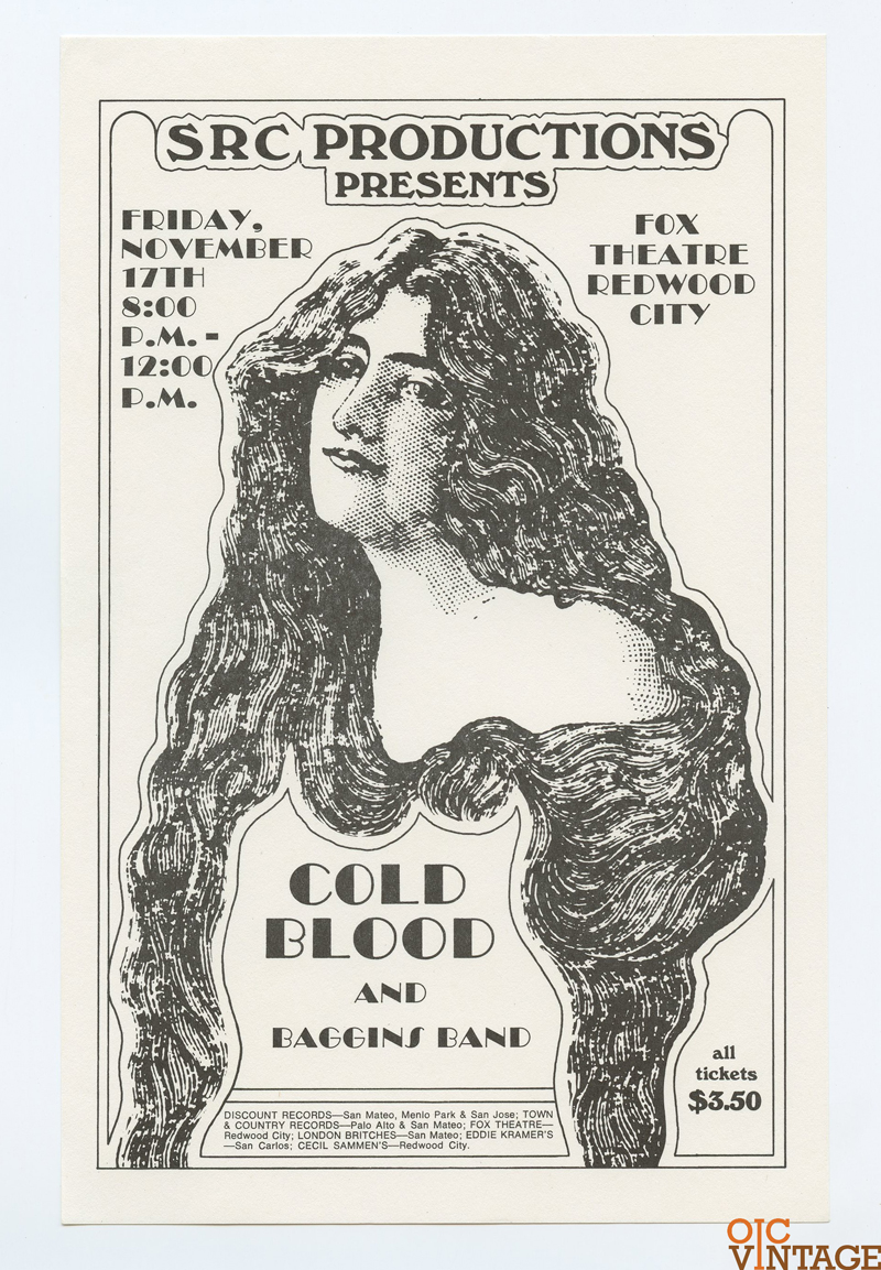 Cold Blood Handbill 1972 Nov 17 Fox Theatre Redwood City 