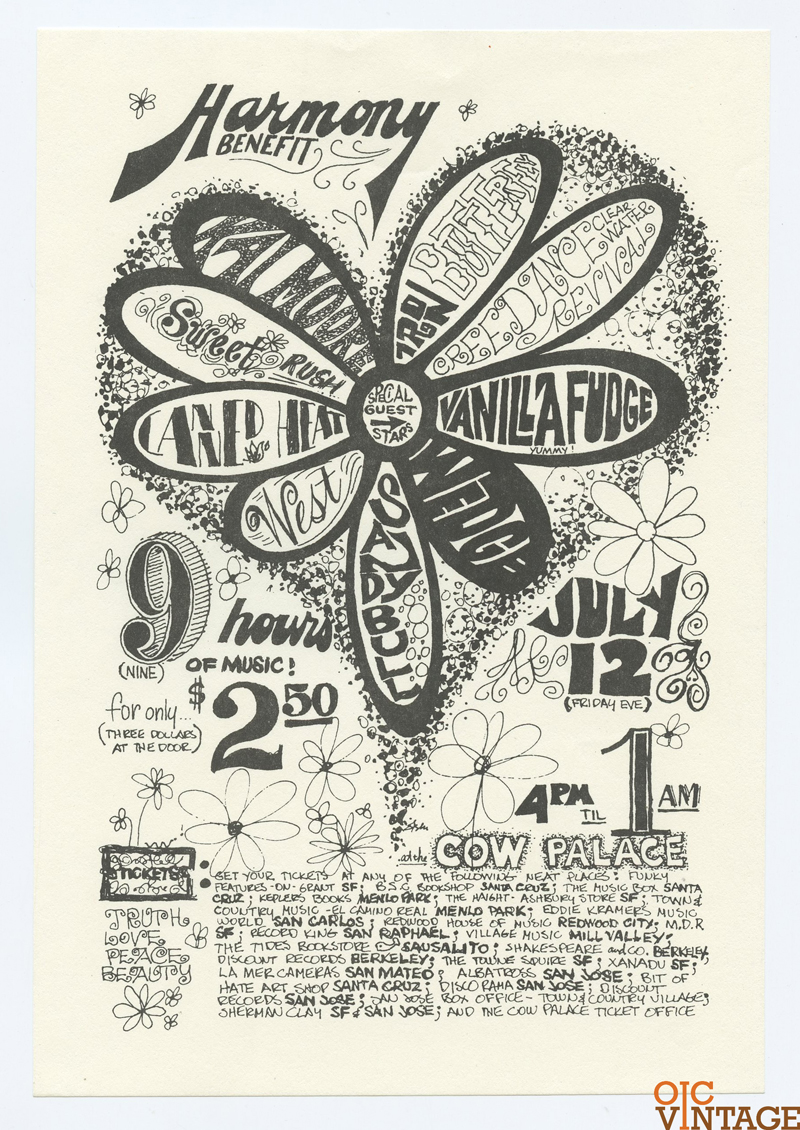 Iron Butterfly Handbill 1968 Jul 12 Cow Palace