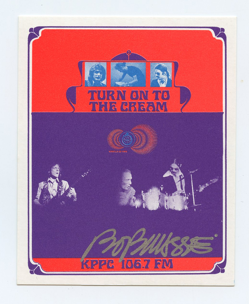 Cream Handbill KPPC Radio Station Promotion 1968 Bob Masse