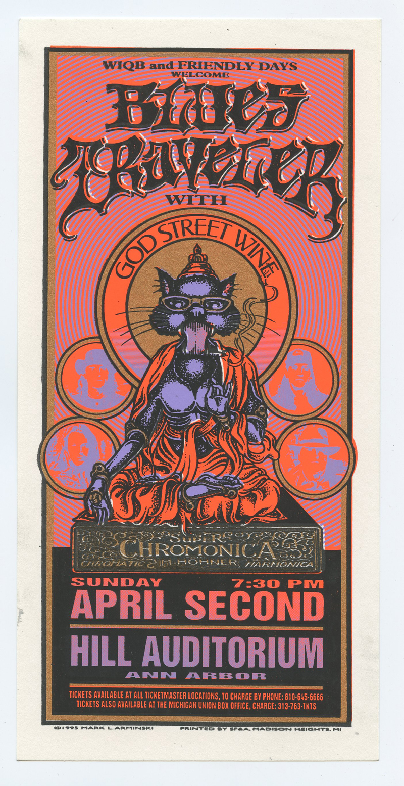 Blues Traveler Handbill Hill Auditorium Ann Arbor 1995 April 2 Mark Arminski 