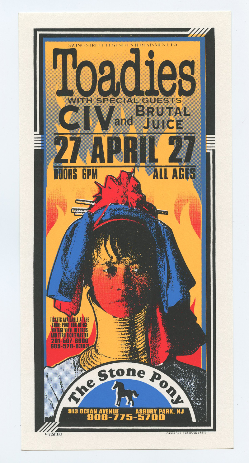 Toadies Handbill 1996 Apr 27 Asbury Park New York Mark Arminski