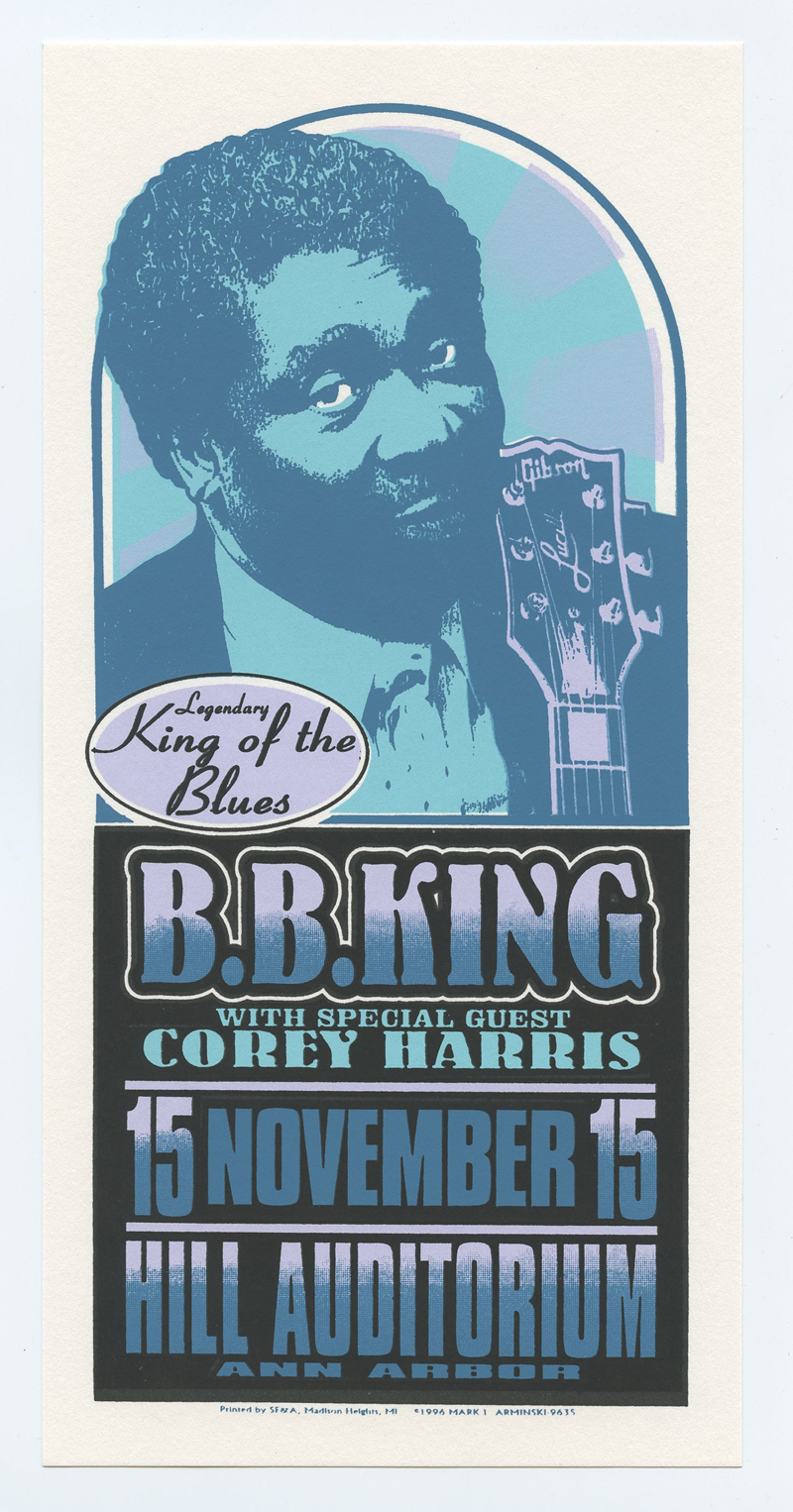 B.B. King Handbill  Hill Auditorium Ann Arbor 1996 Nov 15 Mark Arminski