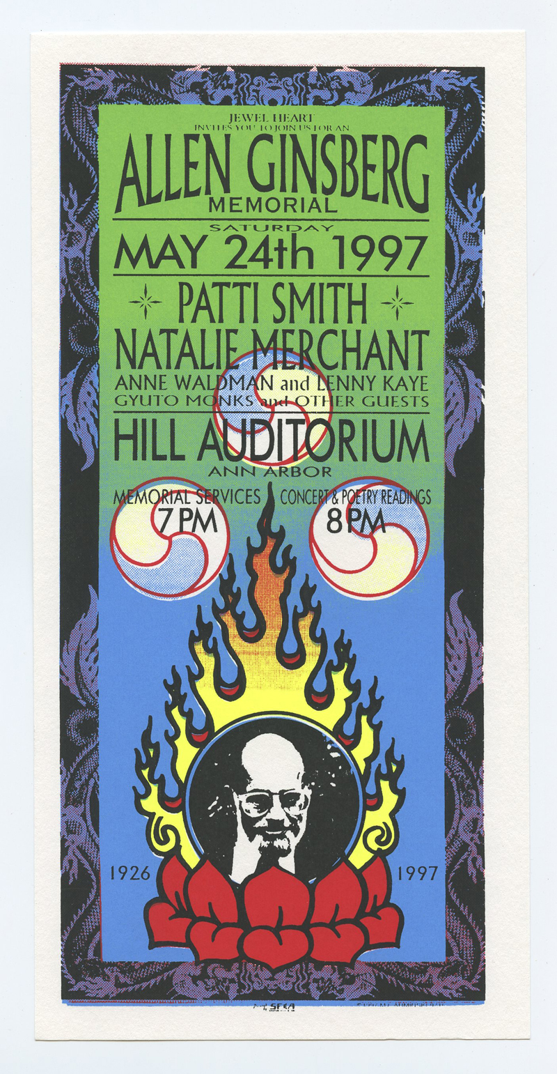 Allen Ginsberg Memorial Handbill Patti Smith and more 1997 May 24 Mark Arminski