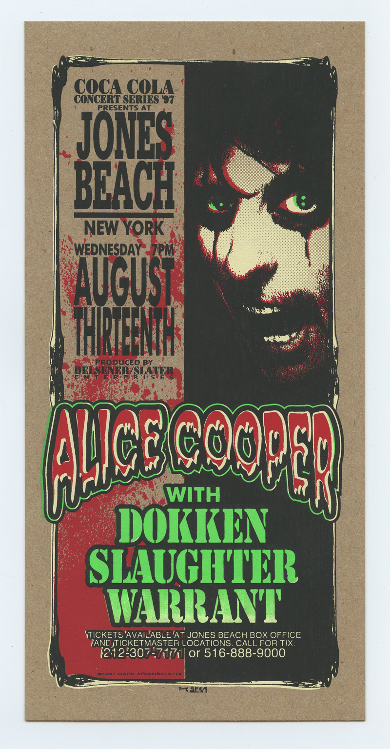 Alice Cooper Handbill Jones Beach NY 1997 Aug 13 Mark Arminski