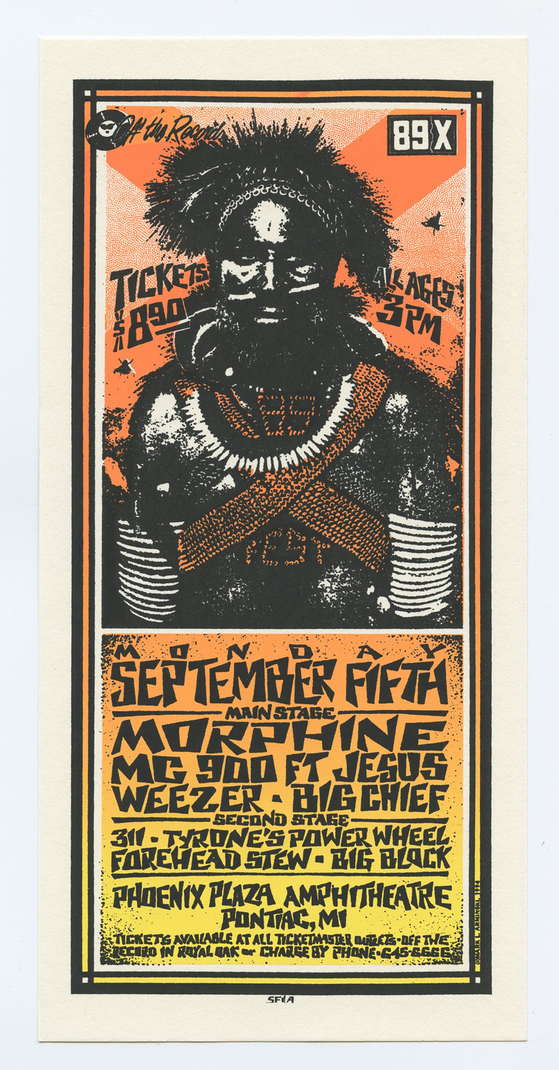 Morphine Handbill w/ 311 1994 Sep 5 Phoenix Amphitheatre Pontiac 