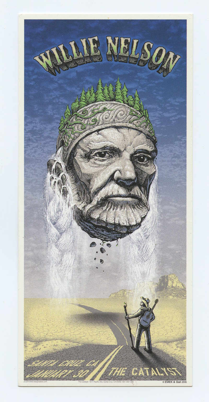 Willie Nelson Handbill Floating Head 2006 Jan 30 The Catalyst Santa Cruz Emek