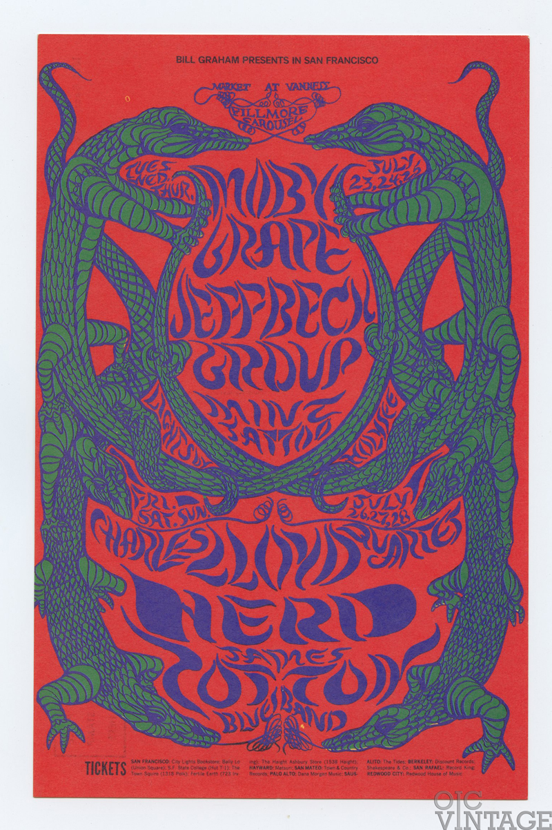 BG 130 Postcard Moby Grape Jeff Beck 1968 Jul 23