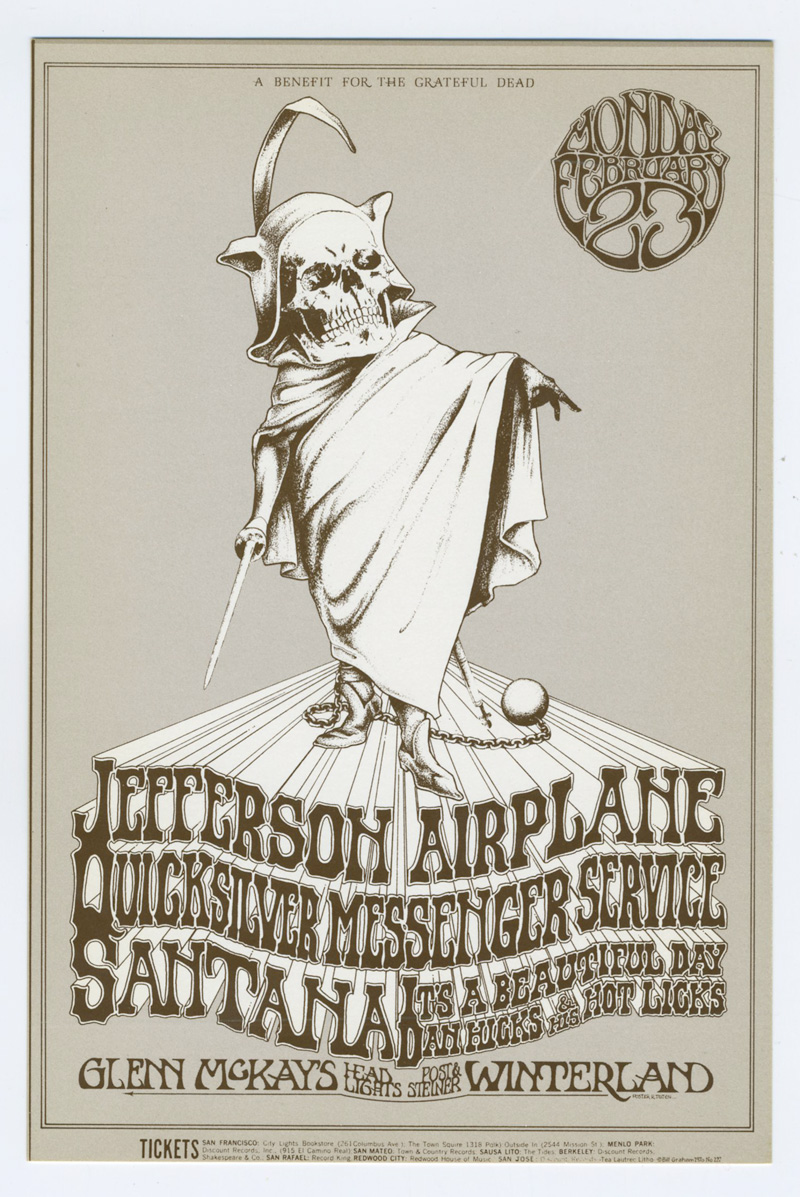 BG 222 Postcard Jefferson Airplane Santana 1970 Feb 23