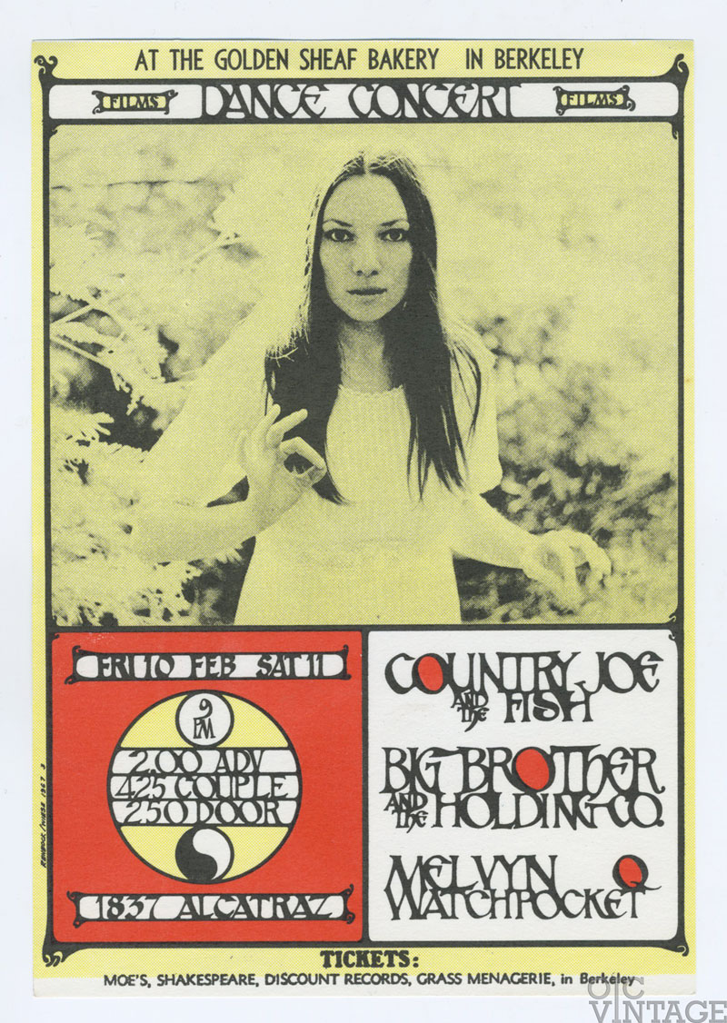 Big Brother and the Holding Company Handbill Golden Sheaf Bakery 1967 Feb 10