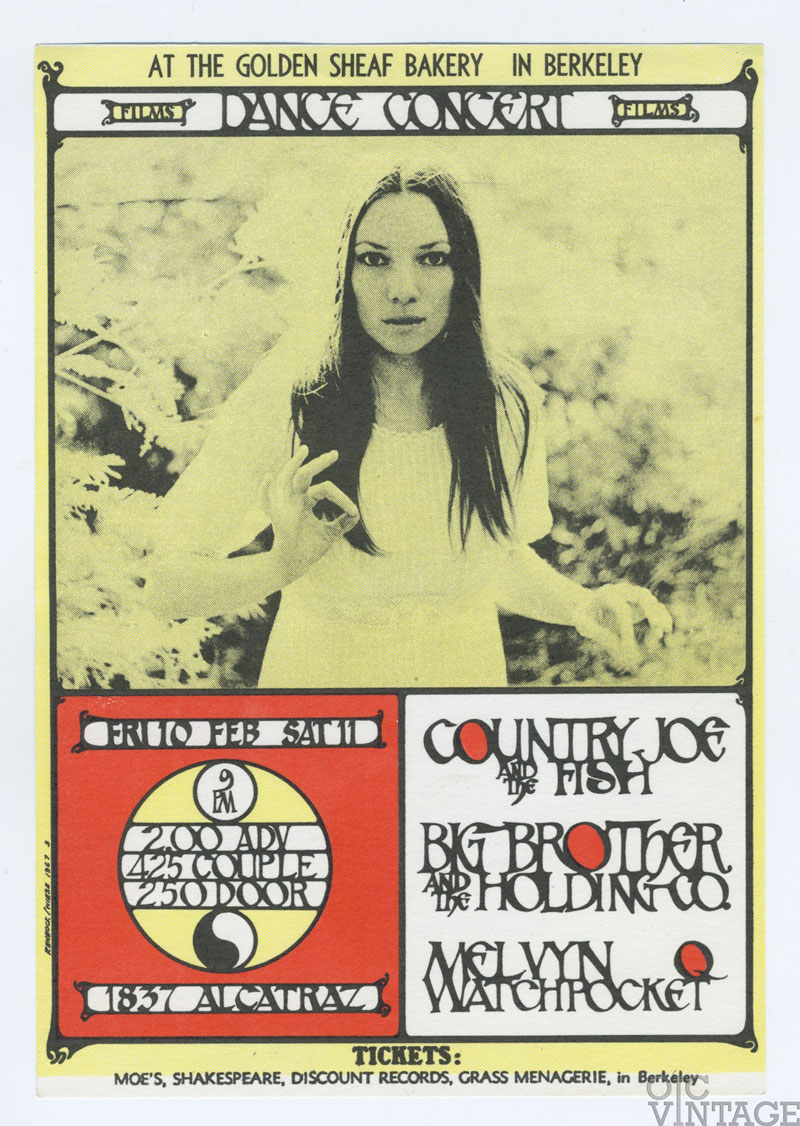 Big Brother and the Holding Company Handbill Golden Sheaf Bakery 1967 Feb 10