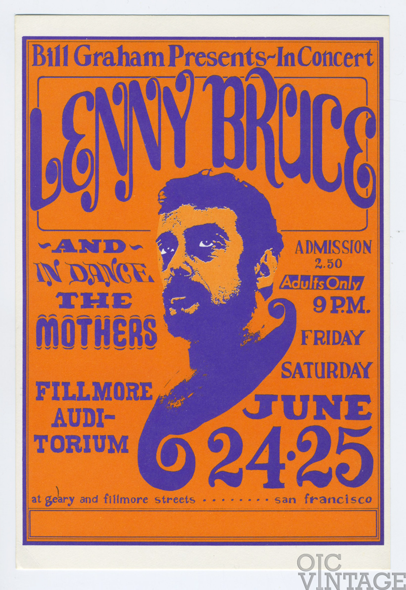 BG  13 Postcard Lenny Bruce The Mothers 1966 Jun 24