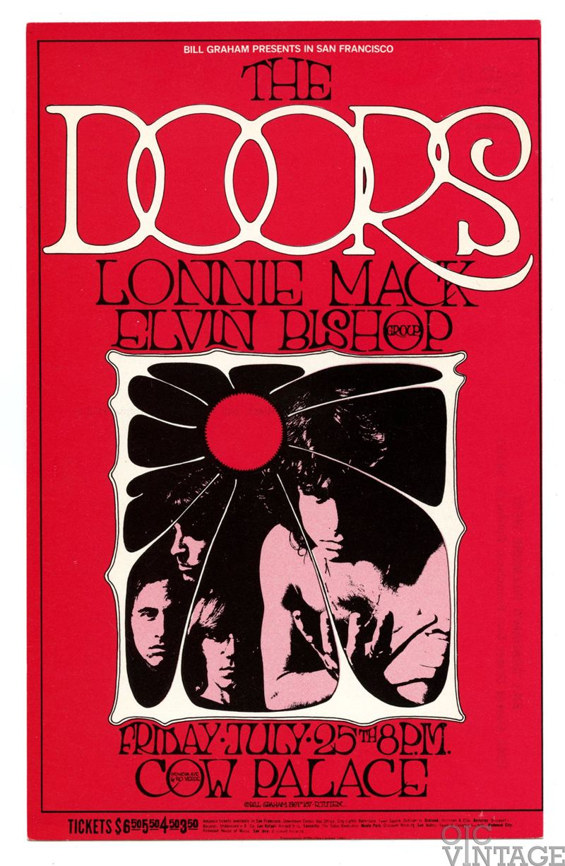 BG 186 Postcard The Doors Elvin Bishop 1969 Jul 25
