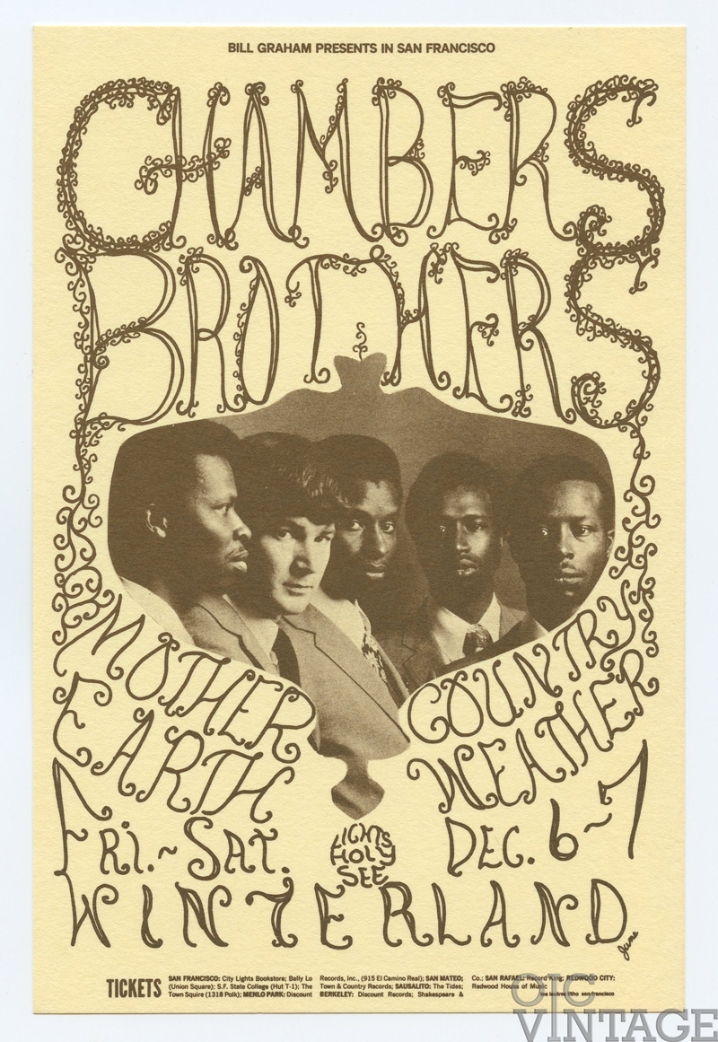 Chambers Brothers Handbill Winterland 1968 Dec 6 June