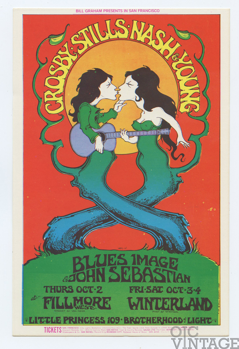 BG 194 Postcard Ad Back Crosby Stills Nash & Young 1969 Oct 2