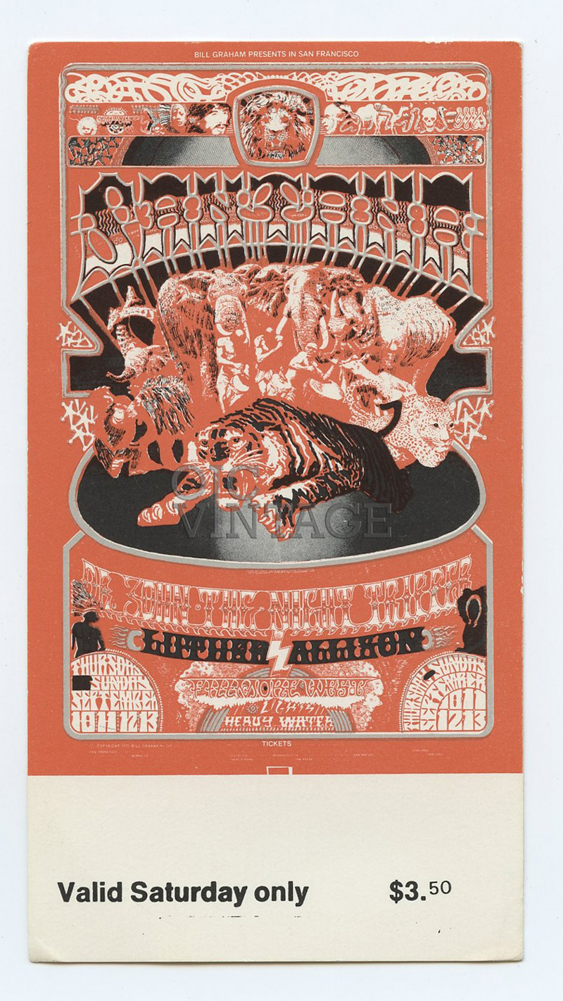 BG 248 Ticket Santana Dr. John Luther Allison 1970 Sep 10