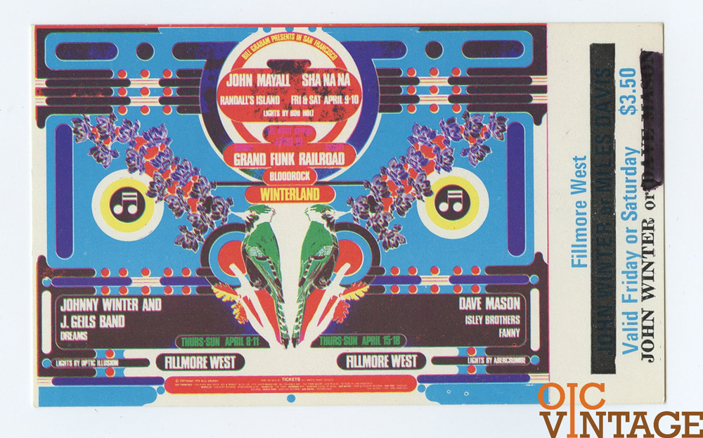 BG 276 Ticket Johnny Winter Sha Na Na 1971 Apr 8