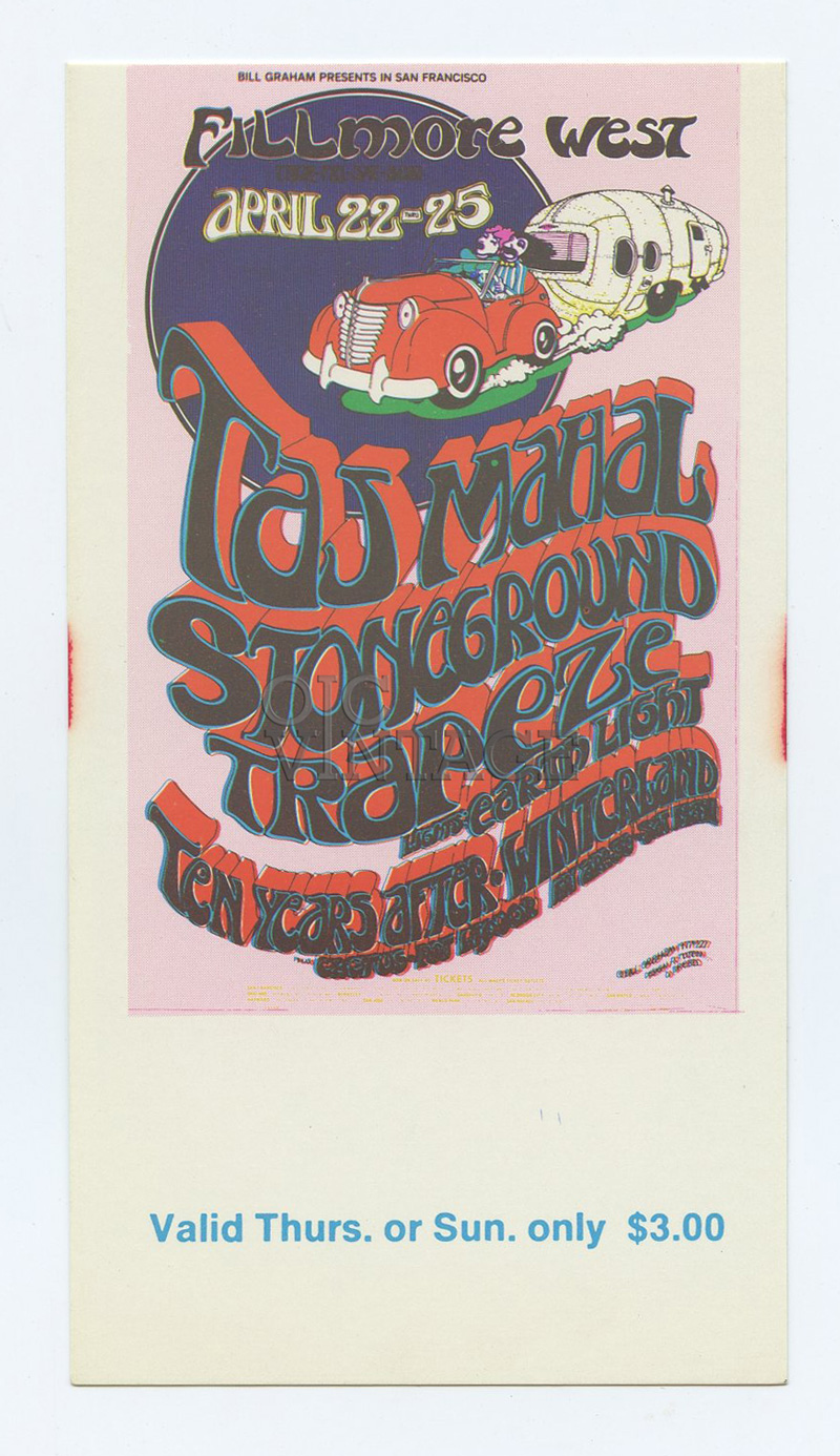 BG 277 Ticket Taj Mahal Stoneground Cactus 1971 Apr 22