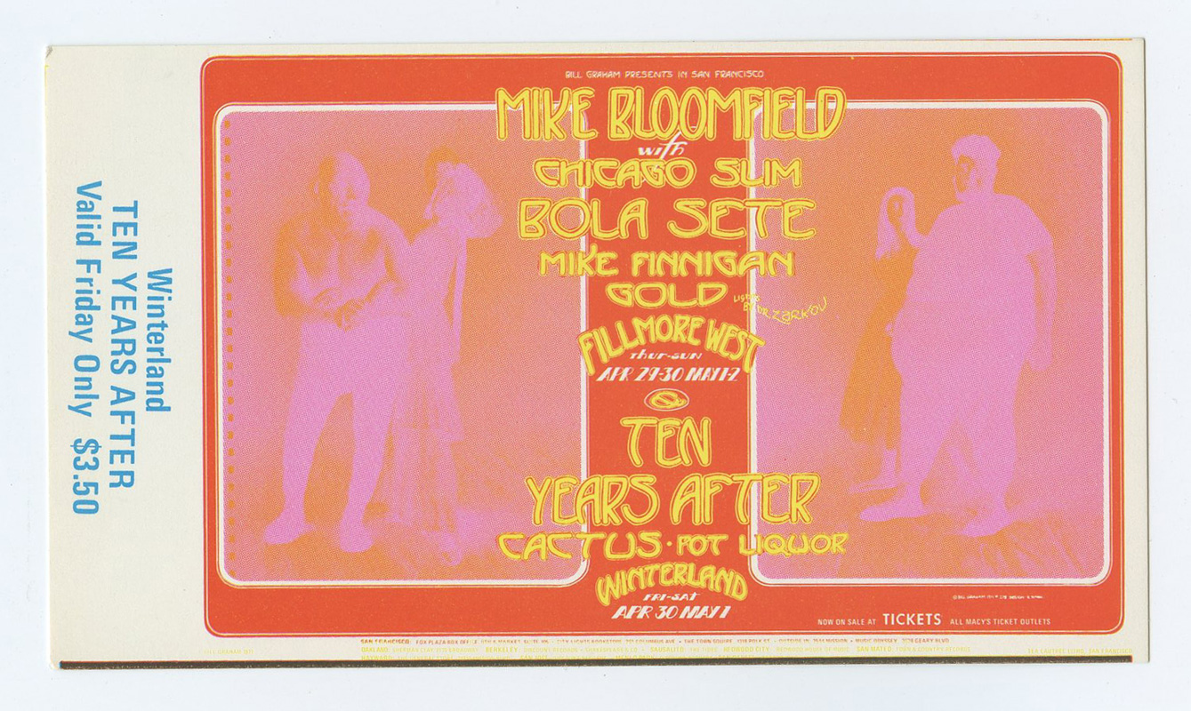 BG 278 Ticket Mike Bloomfield Ten Years After 1971 Apr 29