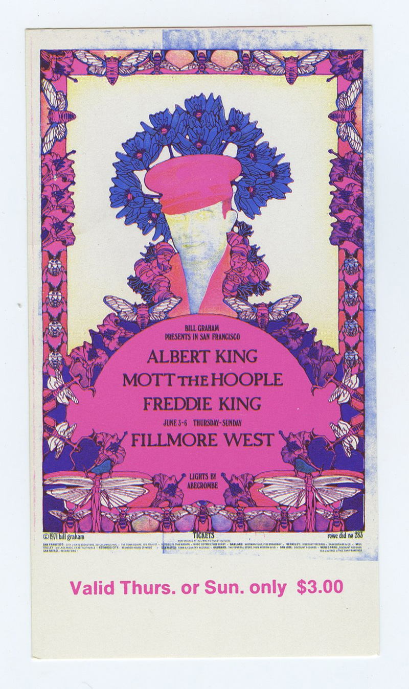 BG 283 Ticket Albert King Mott Hoople Freddie King 1971 Jul 3