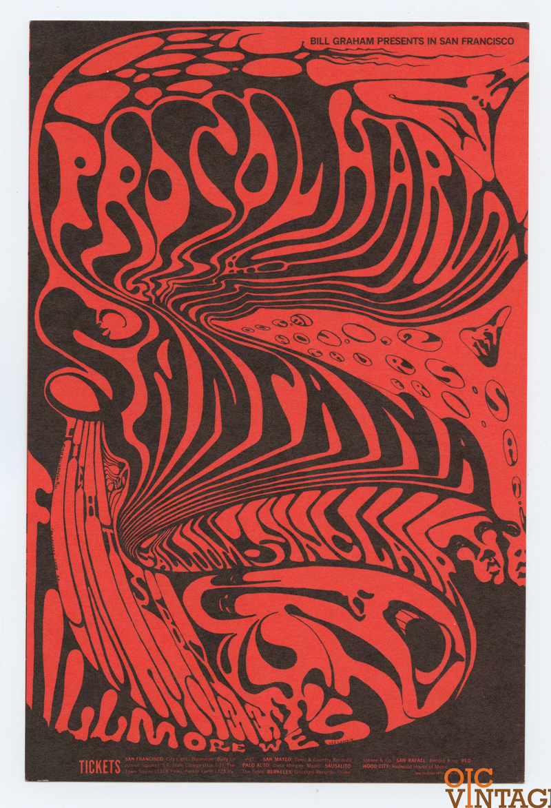 BG 143 Postcard Ad Back Procol Harum Santana 1968 Oct 31